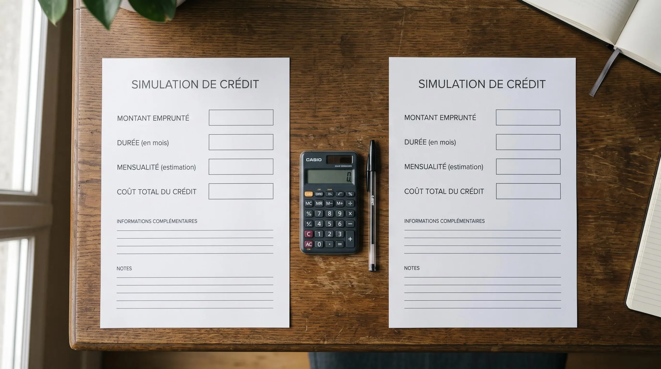 Deux feuilles de simulation génériques comparées avec calculatrice et règle